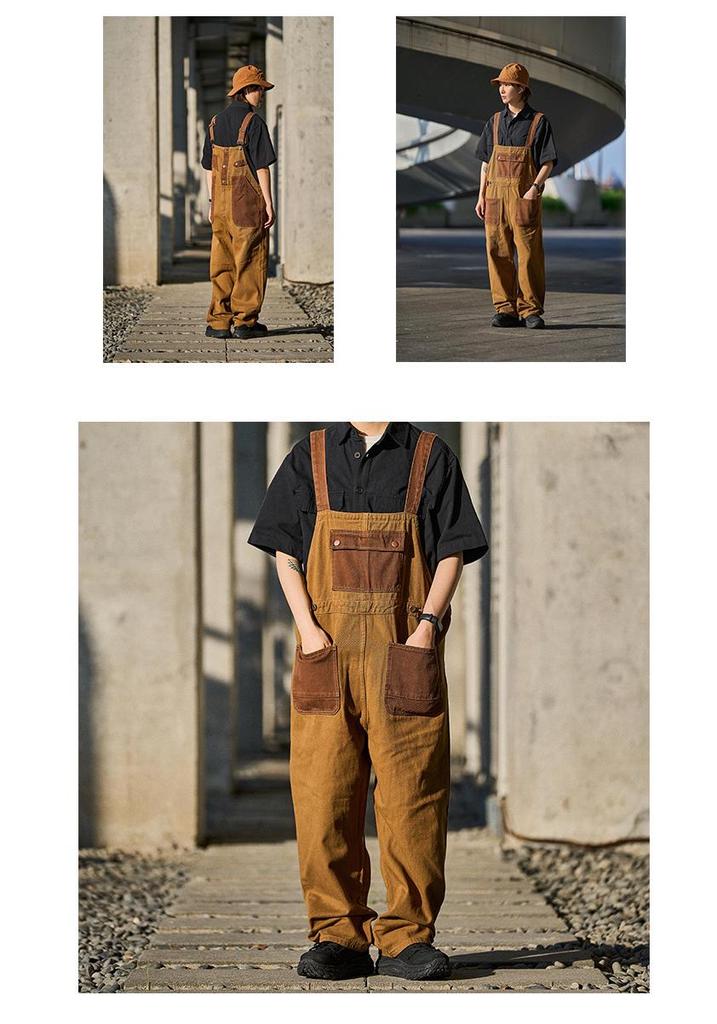 American Retro Khaki Unisex Workwear Overalls - 2025 Trendy Japanese Style Loose Straight-Leg Pants