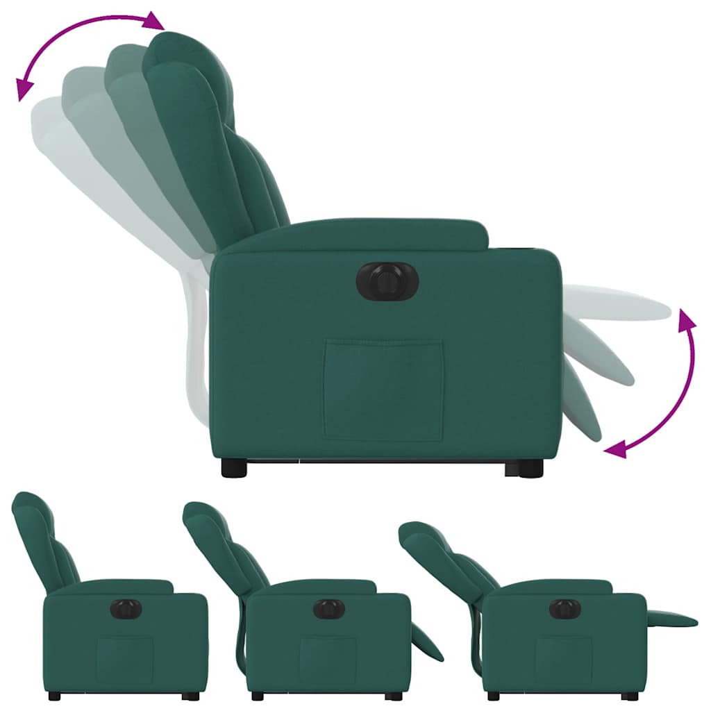Electric Recliner Chair with Rising Function Dark Green Fabric