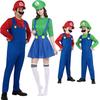 Anime Super Mario Bros Cosplay Costume Mario Luigi Costume Jumpsuit Hat Beard Sets Halloween Party Role Play Costumes For Unisex
