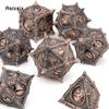 7 Pcs Yellow Eyes Metal Dice Solid Metal Polyhedral Dice Set Suitable for Role-Playing RPG  Board Game Dice Role-Playing RPG
