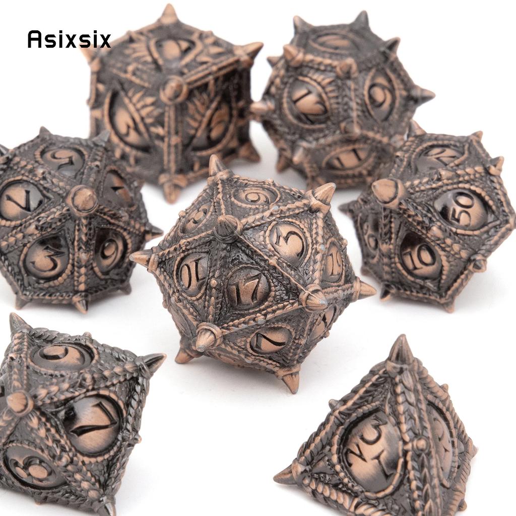 7 Pcs Yellow Eyes Metal Dice Solid Metal Polyhedral Dice Set Suitable for Role-Playing RPG  Board Game Dice Role-Playing RPG