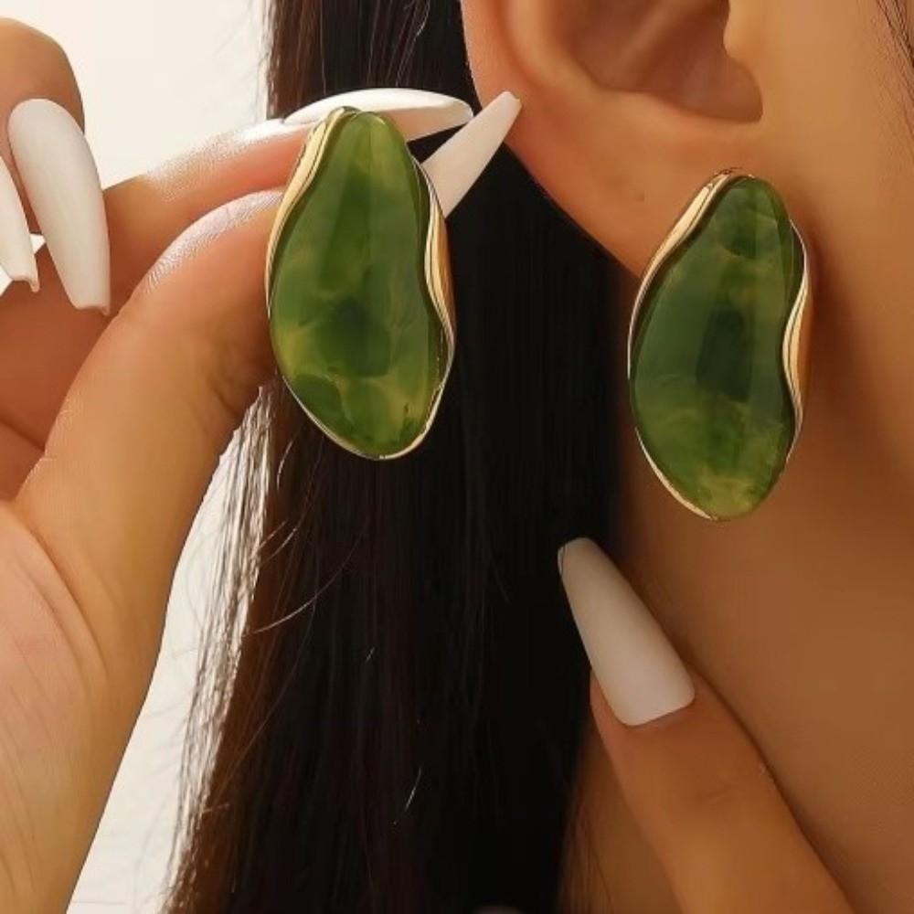 Nieregularne Kolczyki Żywiczne Kolorowe Pozłacane Kolczyki Studs Nowe Geometryczne Kolczyki Y2K