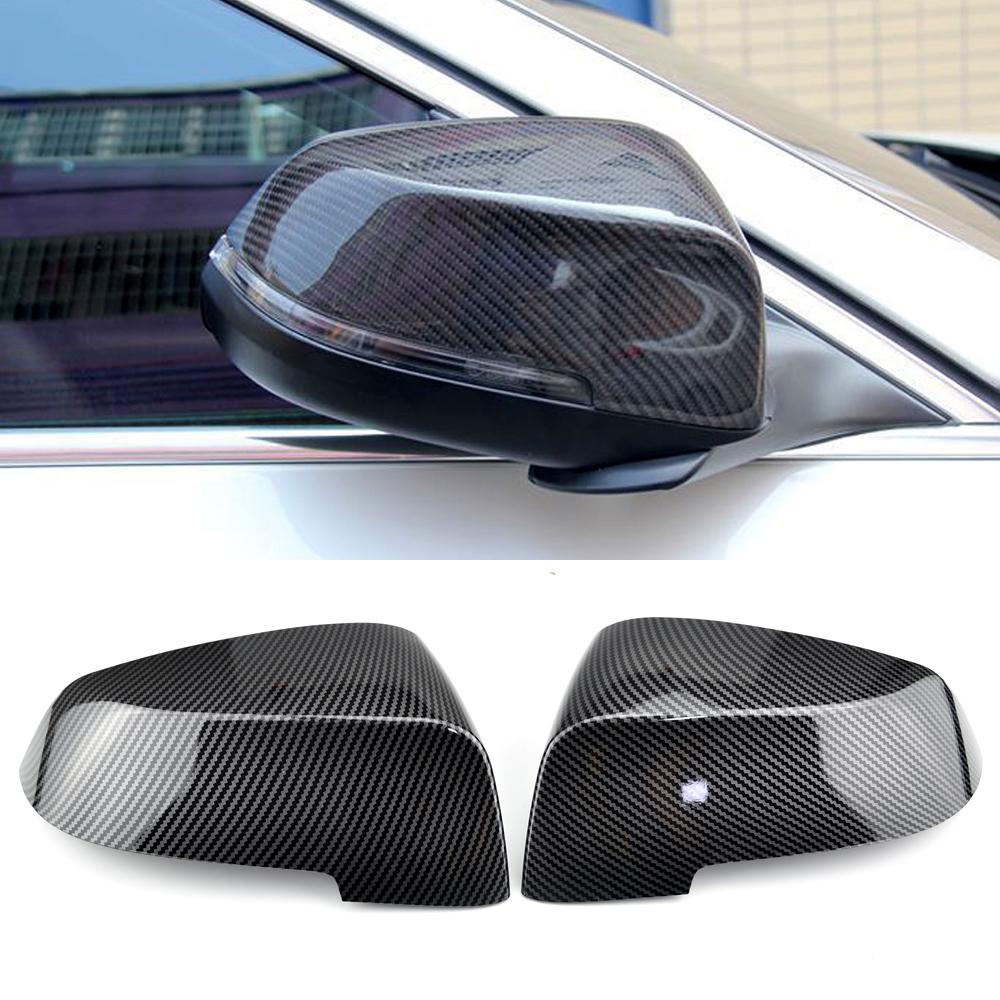 2stk Carbon Fiber Style Svart speildeksel Erstatning for BMW 5 6 7 Series F10 F11 F18 F07 F12 F13 F06 F01 F02 LCI