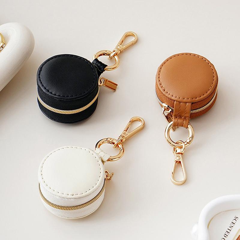 Portable Mini Round Jewelry Box Minimalist Gifts Jewelry Storage Case Keychain Travel Bag Pendant Bag Accessories