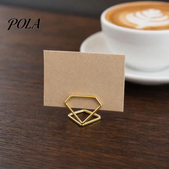 Office Memo Holder 10 Pcs Table Number Holders, Diamond Shape Photo Clips, Small Business Card Display Stands, Metal Place for Wedding Anniversary