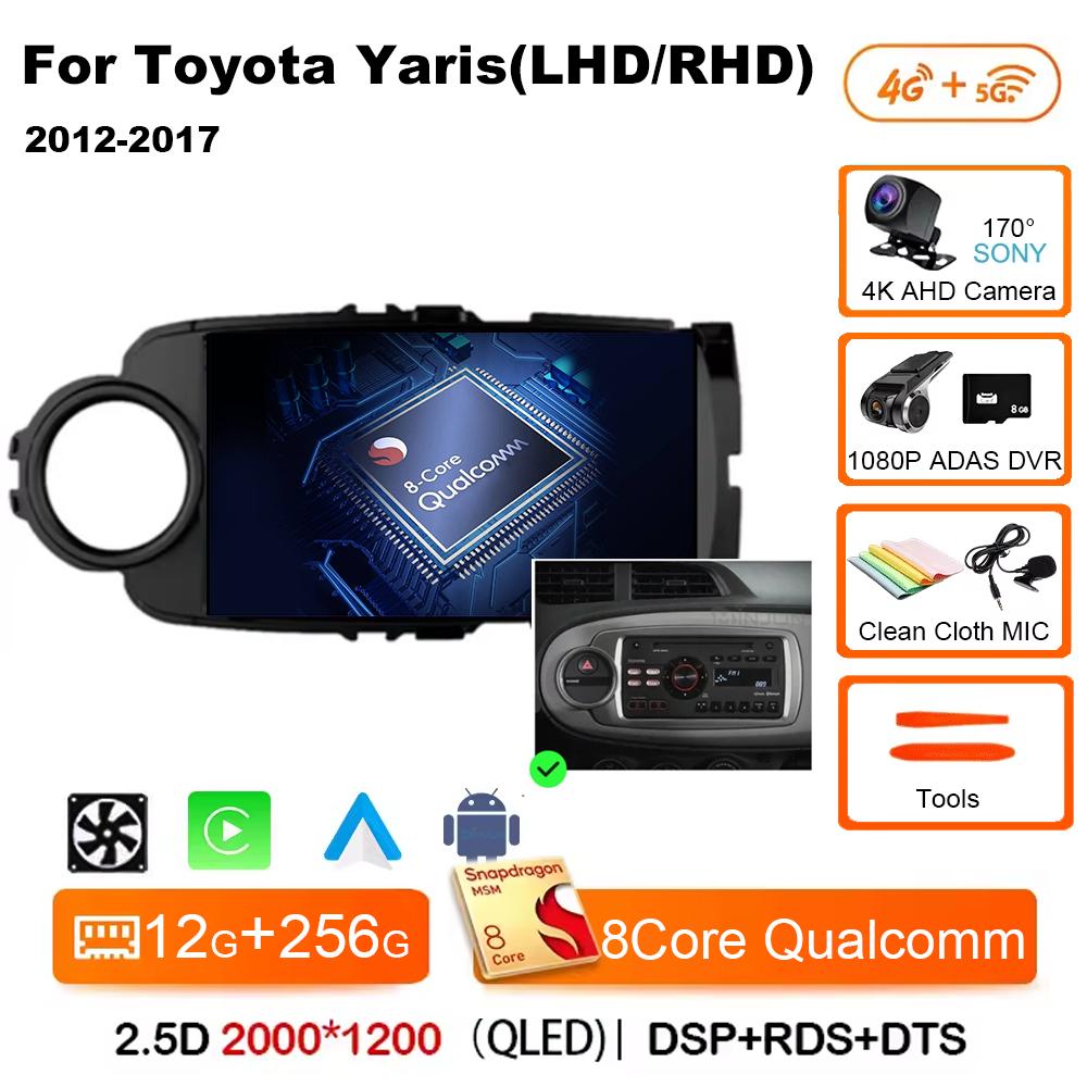 Autorádio Android 14 Carplay pro Toyota Yaris 2012 2013 2014 2015 2016 2017 Navigace GPS Multimediální přehrávač stereo wifi BT Auto