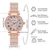 RUIXINE Luxury Women Rose Gold Watch, Fashion Ladies Quartz Crystal Wristwatch, Elegant Diamond-studded Bracelet Watch for Women