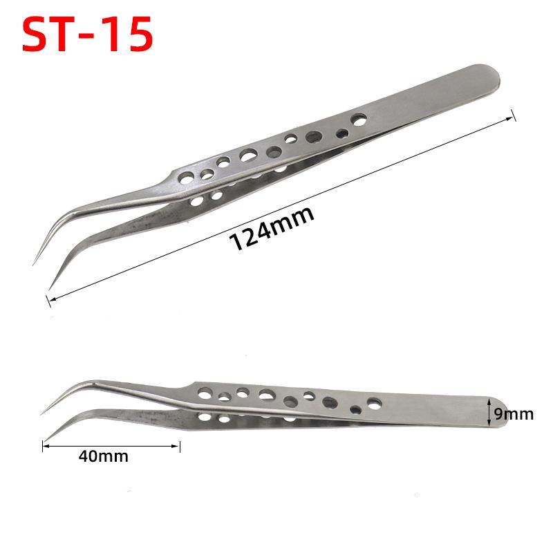 Non-Slip Stainless Steel Precision Tweezers with Holed Design for Makeup and Nail Art