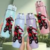 1PC Mountain Biker Silhouette 750ml Color Plastic Sports Water Bottle Leakproof Flip Straw Lid Suitable for Sports Office Home Use