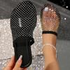 Fashion Women Slippers 2024 Women Summer New Water Diamond Flat Round Head Slippers Home Anti-skid Sandals Slides Women Zapatos De Mujer