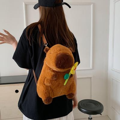 Plush Kawaii Handbags Hamburg Doll Fur Bag Comfortable Capybara Backpack  School