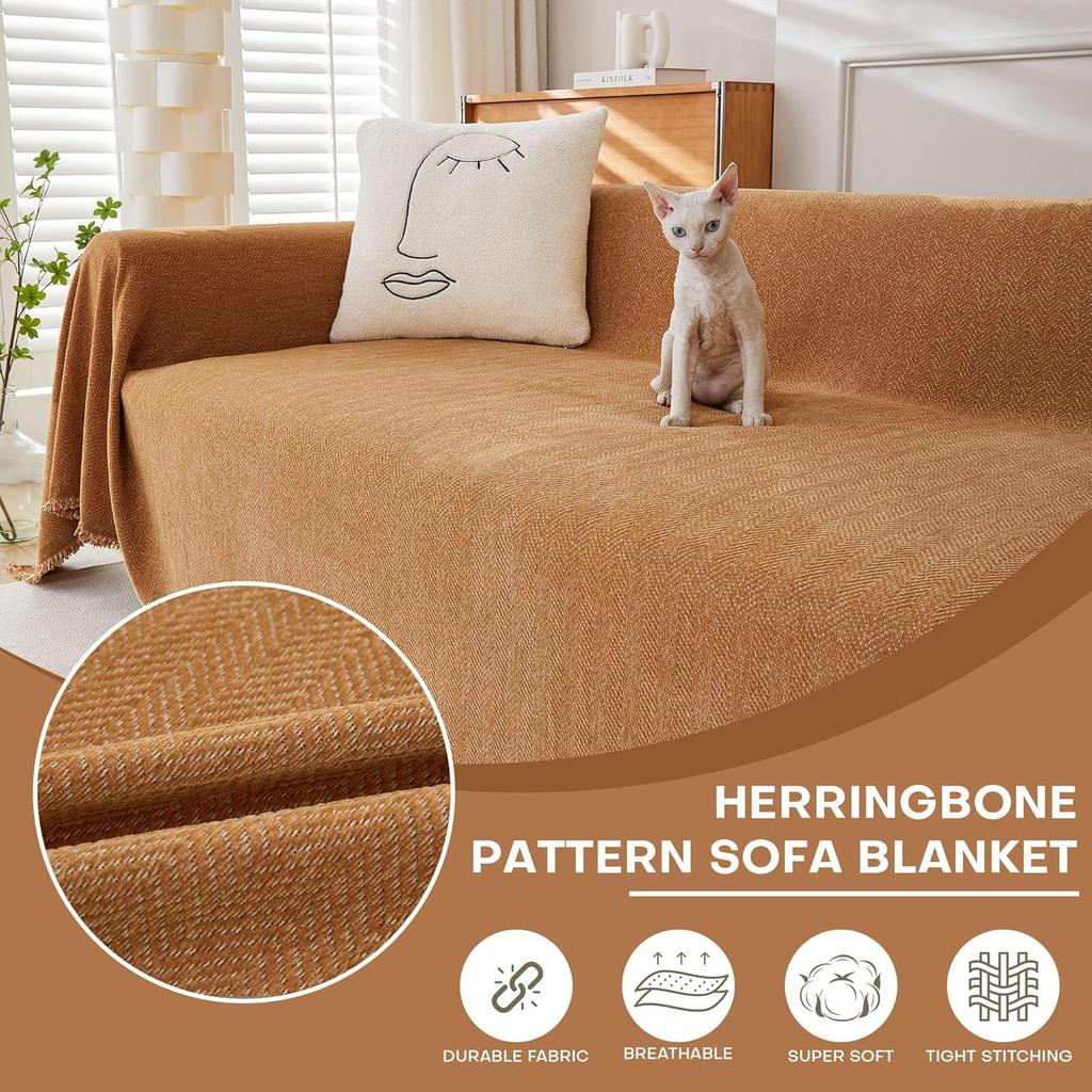 Couchbezug Boho Sofa Überwurf Wohnzimmer Haustier Weich mit Quaste Waschbar Sofabezüge Chenille Schutz Überwurfdecke Stilvoll