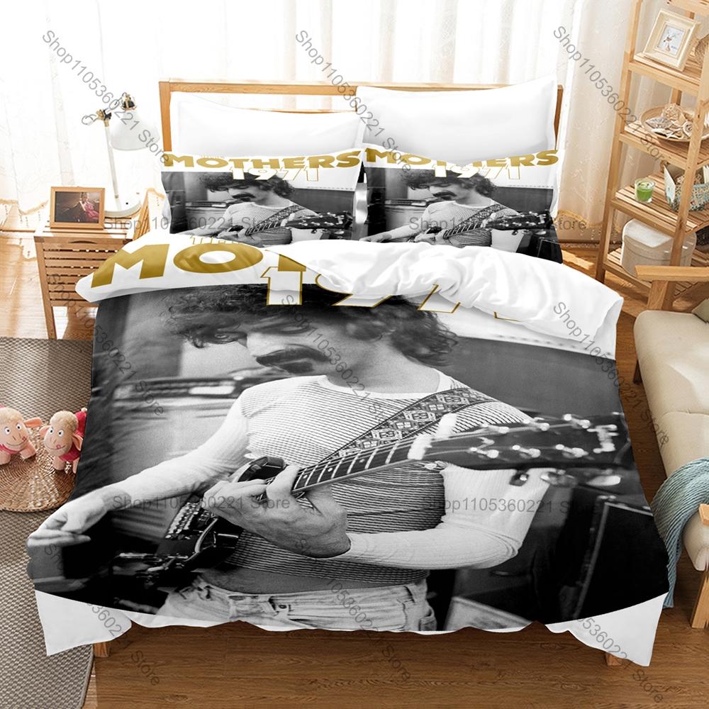 Leggenda del Rock Sperimentale Frank Zappa Stampa Integrale Set Biancheria da Letto 3 Pezzi Copripiumino + 2 Federe Teen Stanza del Dormitorio Decorazione per la Casa