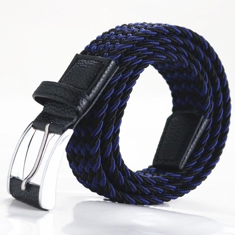 Men'S Braided Belt Elastic Elastic Canvas Belt Unisex No Punch Women'S Belt