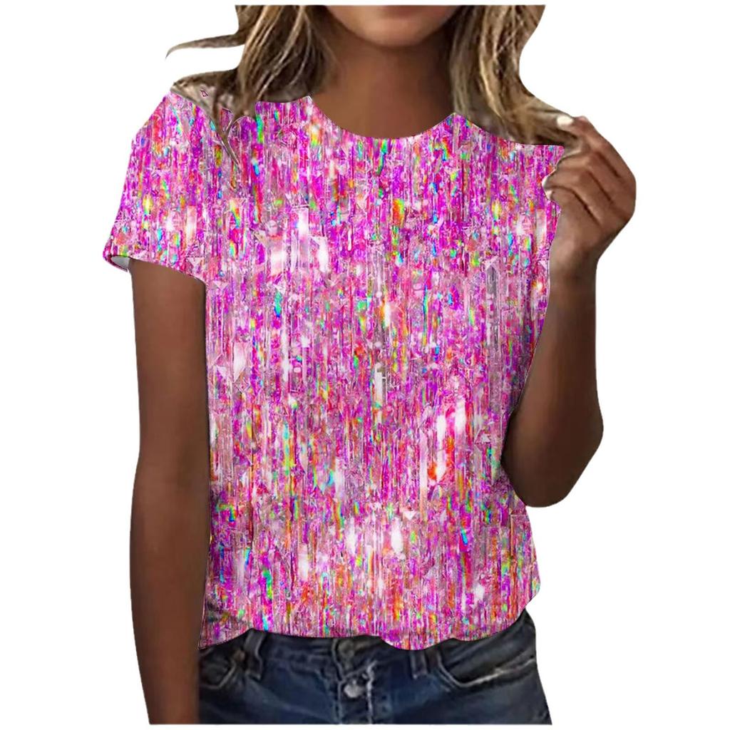 Sommer Rundhals 3D-Druck Top Modische Lässige Einfache Kurzarm Damen T-Shirts