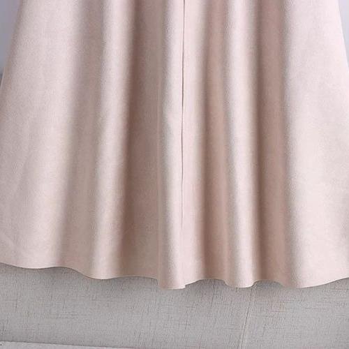 Fustă Retro de Toamnă Iarnă pentru Femei din Piele Suedeză cu Talie Înaltă și Croială Slim Fit Fustă Midi A-Line pentru Femei Fustă Evazată