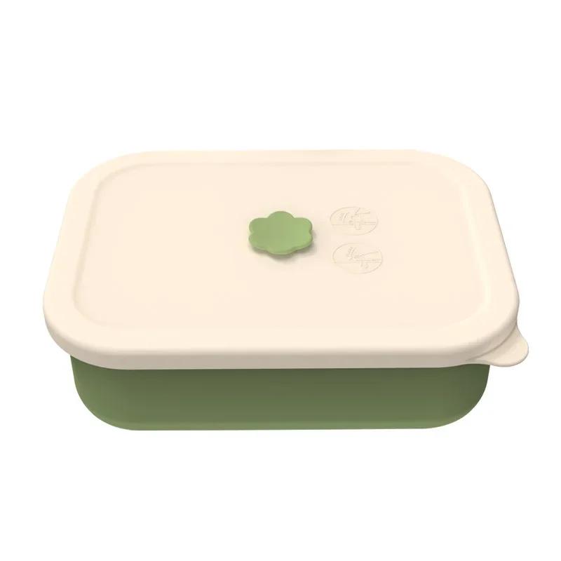 Silicone Lunch Box Four Compartment Leakproof Bento Box Microwavable Anti-fall Crisper Portable Office Picnic Food Container