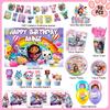 98pcs Cartoon Party Supplies, Cartoon Party Decor&Tableware Set - Cartoon Birthday Party Plates Cups Napkins, Cartoon Party Balloons Backdrop Banner