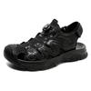 Summer Men British Style Walking Sandals Genuine Leather Casual Leather Outdoor Beach Shoe Breathable Antiskid Sandals Plus Size