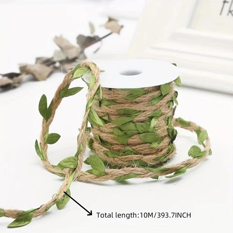 Simulated Green Leaf Hemp Rope for Home Decoration Pastoral Forest Hemp Rope Packaging Rope DIY Simulation Decoration Rattan