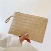 Dokuma Çanta Moda Bayan Bileklik Clutch Kadın Günlük Para Telefon Clutch Düz Hasır Dokuma Bozuk Para Cüzdanı Plaj Cüzdanı Kart Tutucu