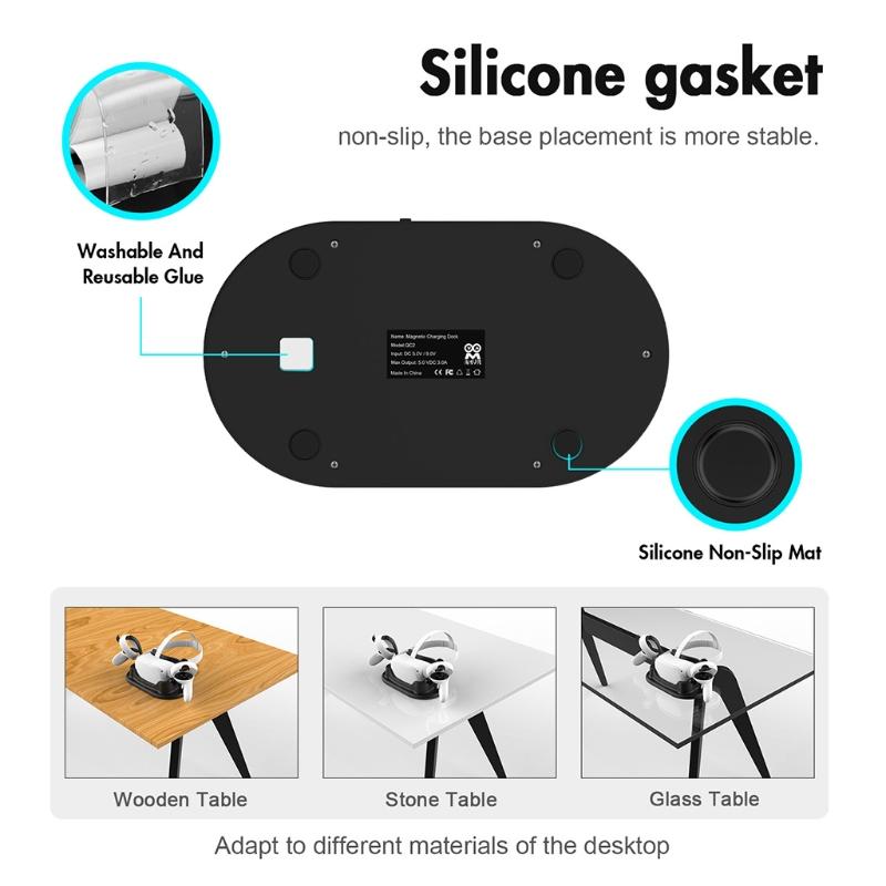 Stație de încărcare magnetică, suport de depozitare cu încărcare rapidă pentru 2 ochelari VR, accesorii cu mâner magnetic