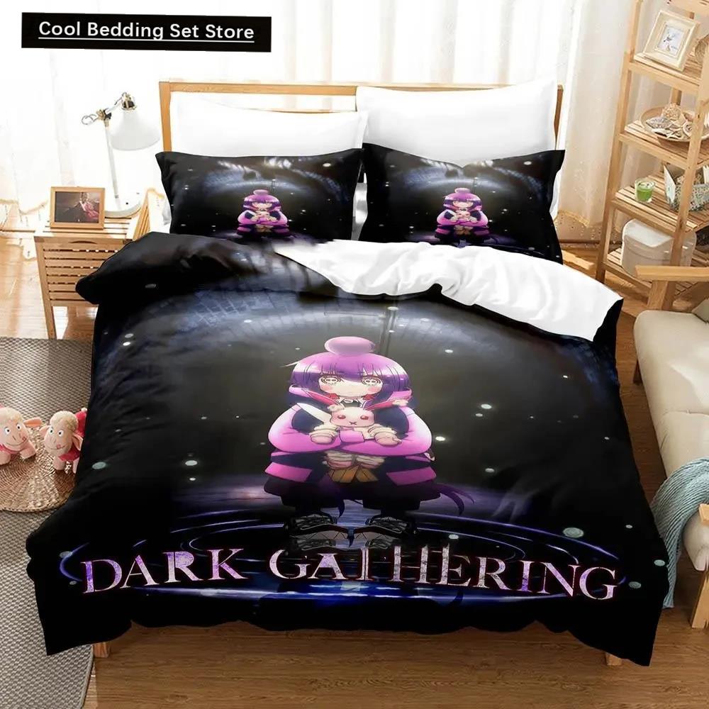 Conjunto de Cama Anime 3D Dark Gathering Capa de Edredom Conjunto de Cama Capa de Colcha Fronha Edredom Tamanho King Queen Meninos Adultos Conjunto de Cama