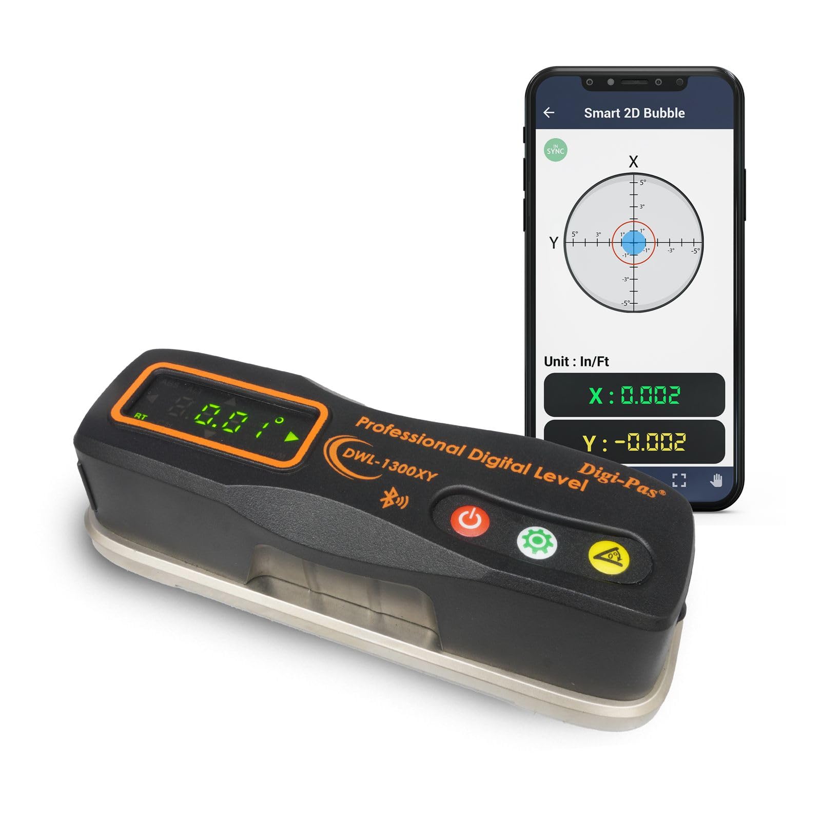 

DigiPas DWL1300XY Precision Smart Digital Level Inclinometer Bluetooth 2-Axis 0.2mm/m чорний