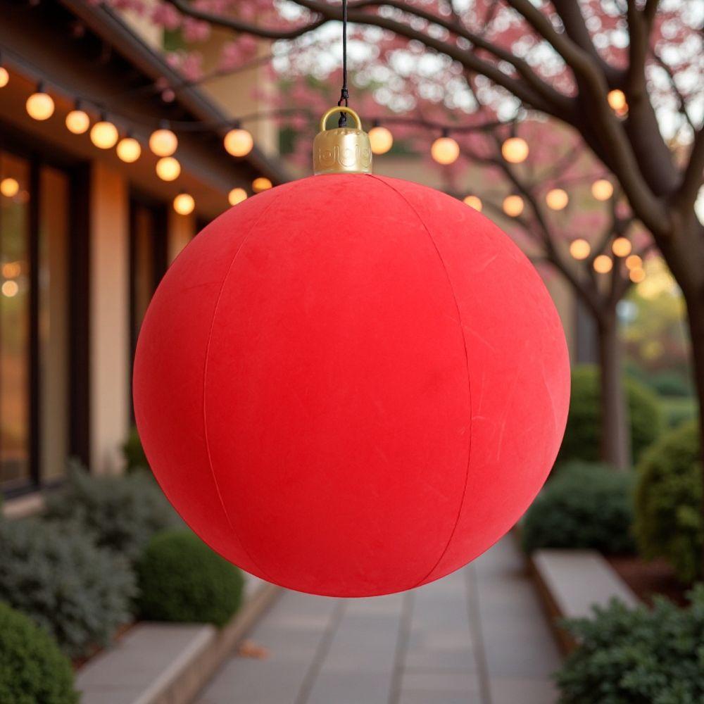 Fabric Covered Flocked Fabric Baubles  Family Holiday Decor Lovers