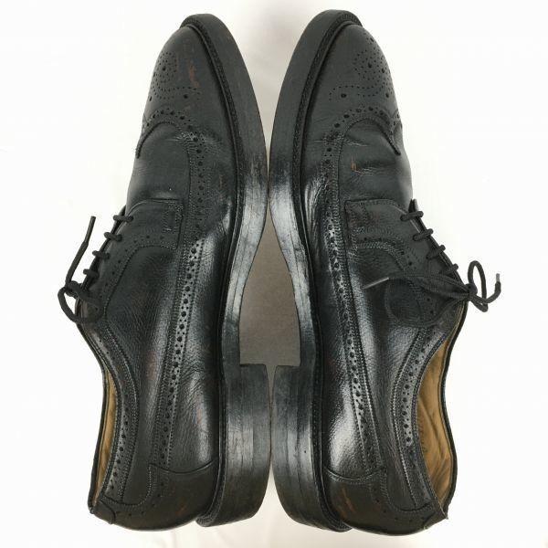 80s? Vintage Tag NUNN BUSH Long Wingtip American Brogue Black size 9.5E 27.0-27.5 Men's(USED)