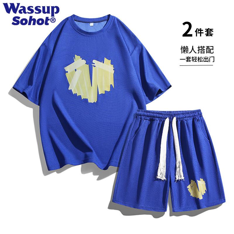 

Wassup Sohot Men s Retro T-shirt & Shorts Set XL