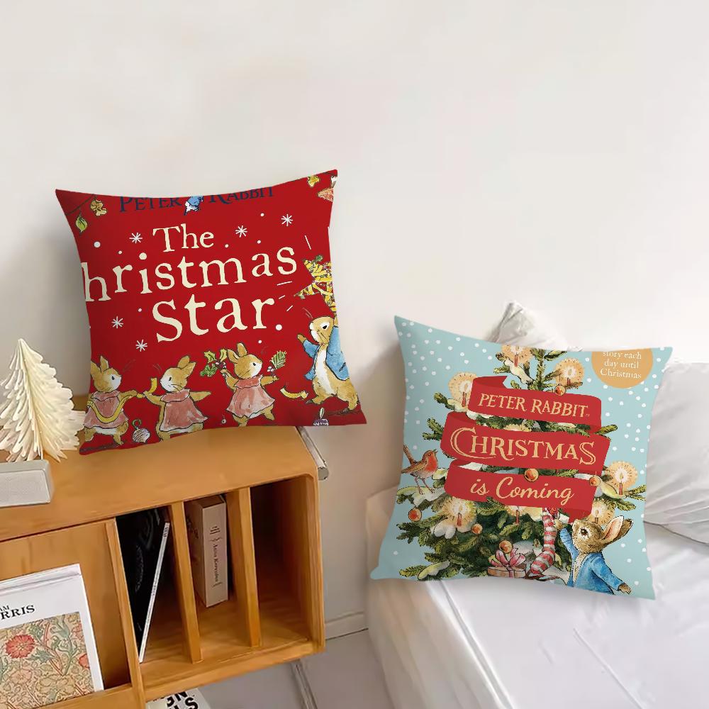 Cartoon P-Peter Rabbits Christmas cushion cover Pillow Case Pillowcase Soft Skin Friendly & Comfortable with a Hidden Zipper