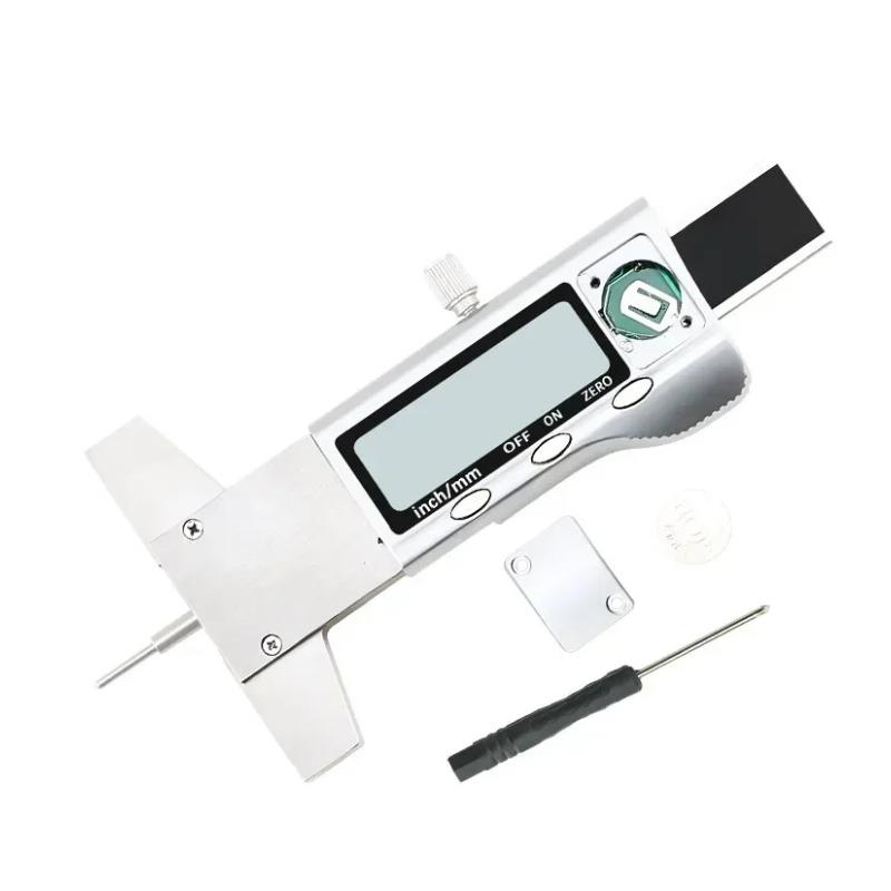 0.01mm Precision Digital Tread Depth Gauge - 0-25mm LCD Stainless Steel Caliper with Metric/Inch Interchange for Tyres