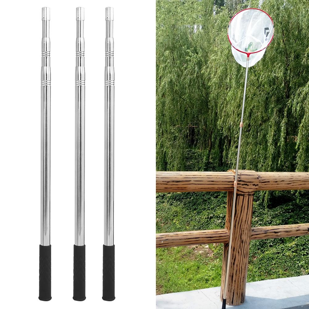 3Pcs 8mm Stainless Steel Harpoon Rod Diddle Net Stick Fishing Tackle 1.5M Length Three Sections