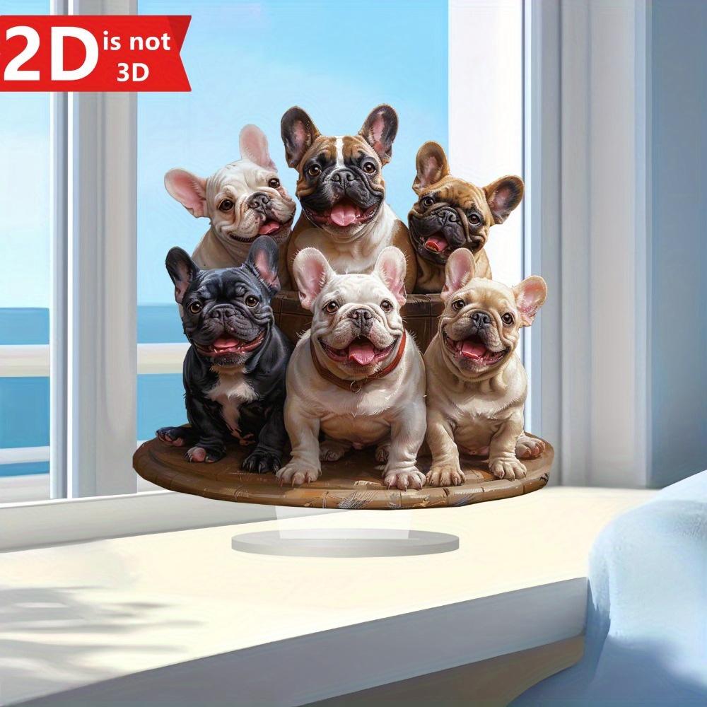 2D French Bulldog desktop decor for home and office. A versatile animal-themed ornament.