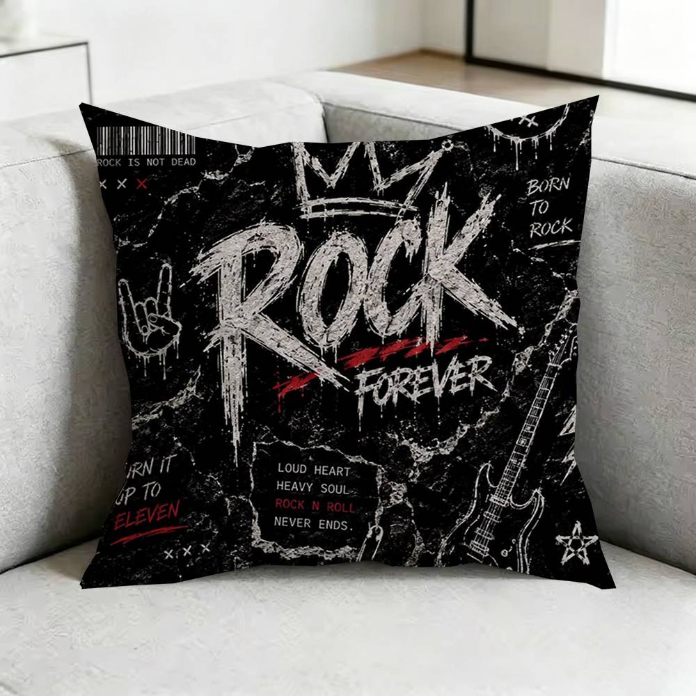 Logo Creative Punk Rock Style Square DoubleSided printed Pillow Case Bedroom Bedside Pillow Sofa Cushion Cover Gift