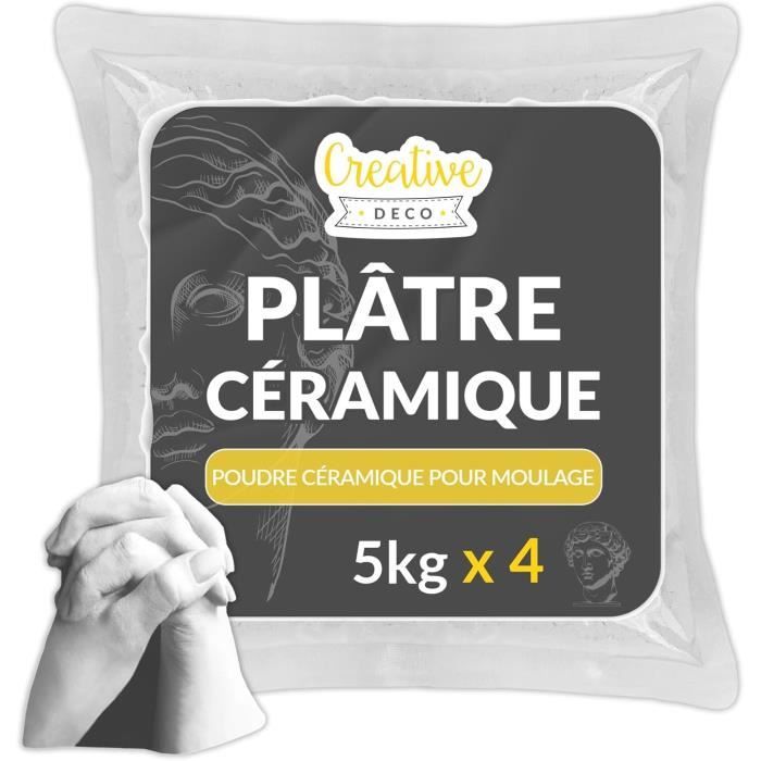 Creative Deco 20 Kg Platre Pour Moulage | Plâtre Ceramique | Poudre De Ceramique Pour Moulage | Alginate Moulage | Idee Cadeau