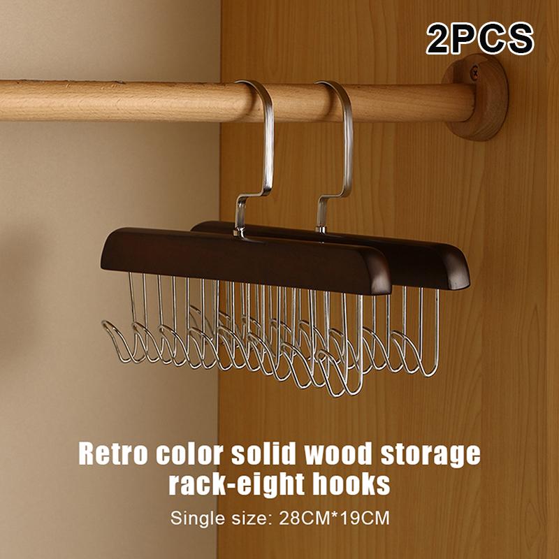 #1/2PCS Versatile Wooden Hat Organizer Rack With Hooks Caps Belts Ties Storage Space-Saving Home Retail Display Clothes Storage