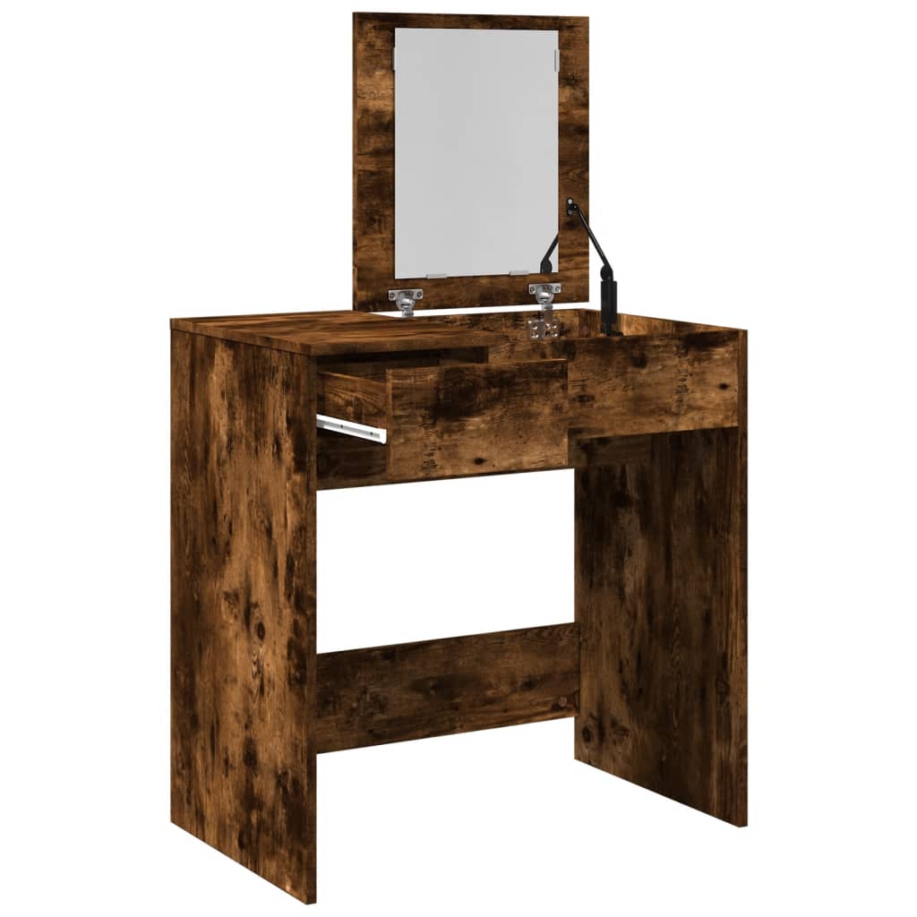 Makeup Table with Mirror Smoked Oak 28.7 x 18.3 x 47.2 in (73 x 46.5 x 120 cm)