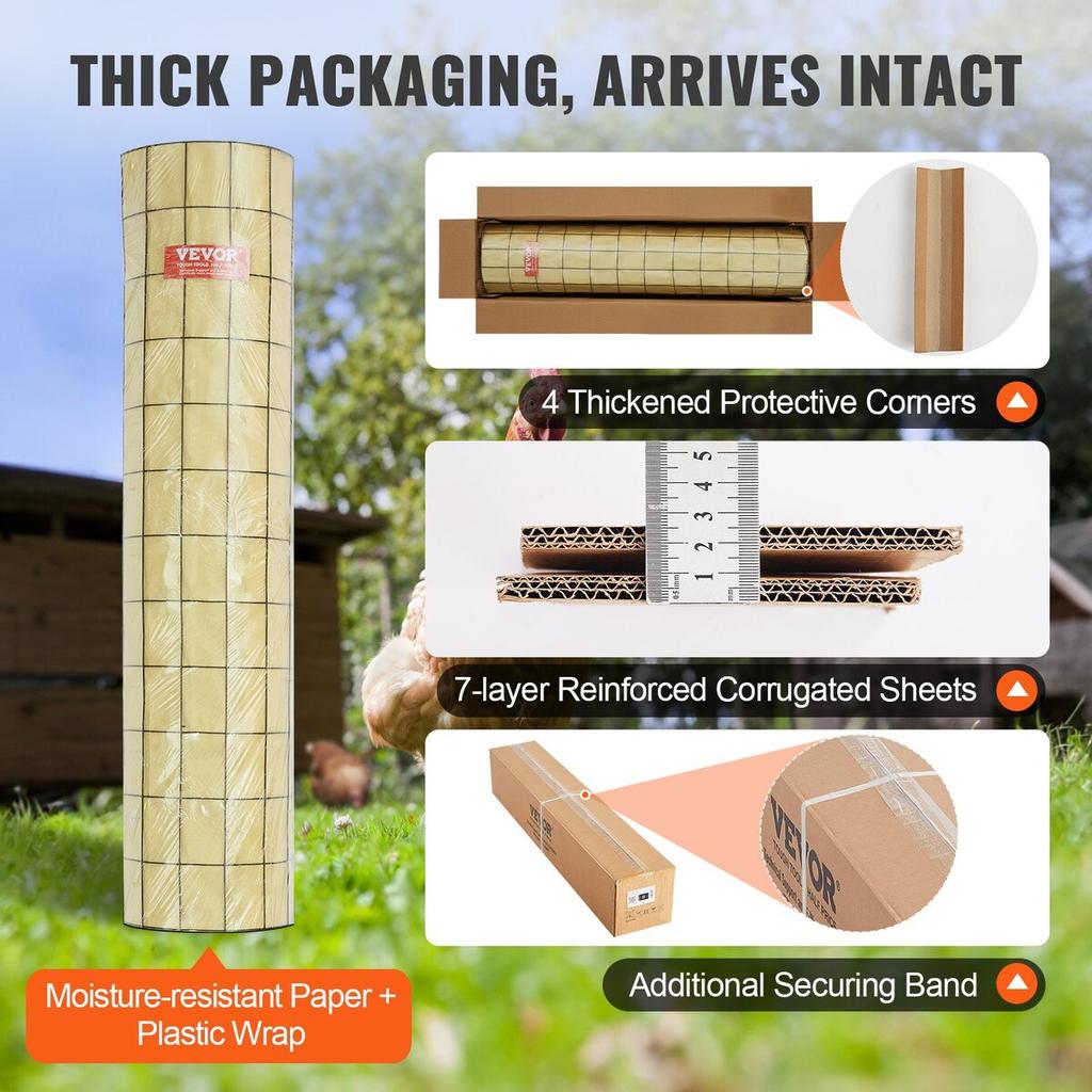 Hardware Cloth, 36'' X 50' Galvanized Wire Mesh Roll, 16 Gauge Chicken Wire Fence Roll, Vinyl Coating Metal Wire Mesh for Chicken Coop Barrier, Rabbit