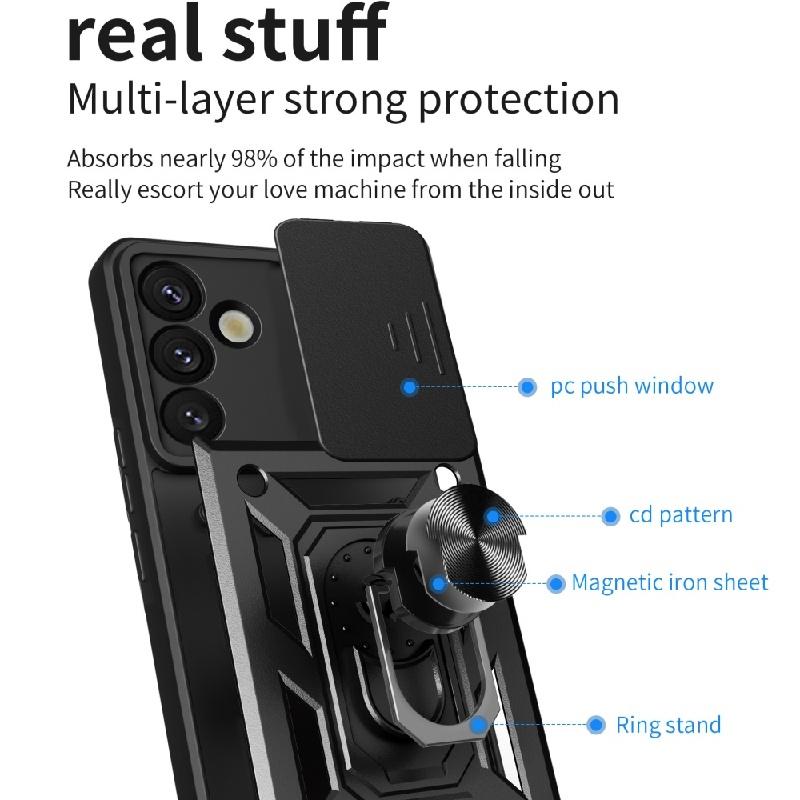 For Samsung Galaxy 25 Plus Case Slide Camera Protect Armor Phone Case for Samsung Galaxy 25 Ultra Magnet Holder Ring Cover