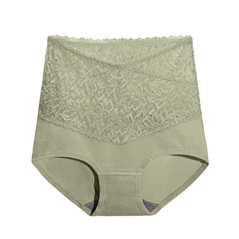 Women High Waist Lace Briefs Graphene Crotch Antibacterial Tummy Control Butt Lifting Plus Size Underwear
