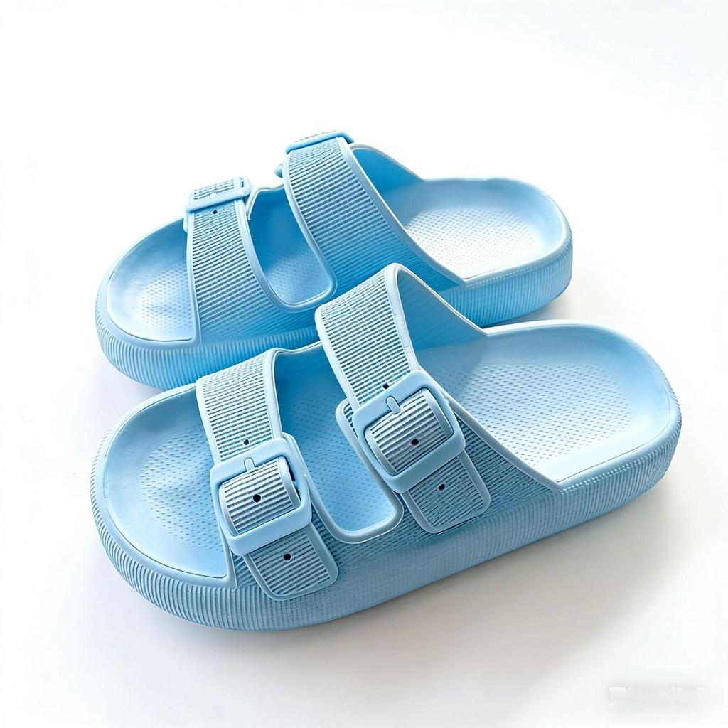 2025 Dicksohlige EVA-Sandalen mit Doppelschnalle: Step-On-Komfort für Paare, Frauen, Innen-/Außenbereich