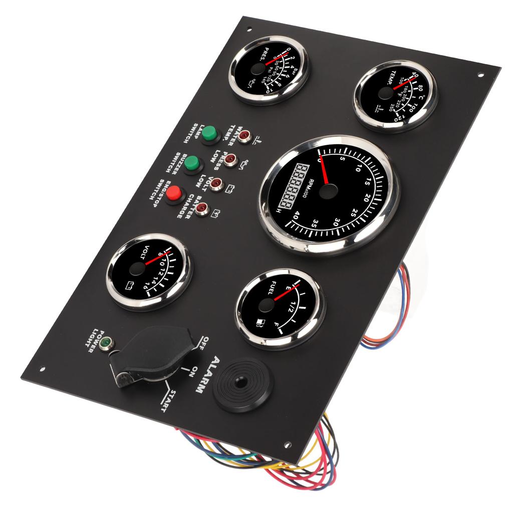 Boat Instrument Panel Tachometer Fuel Level Water Temperature Oil Pressure Meter Voltmeter 5 Dash Gauge Set Boat Gauge Panel
