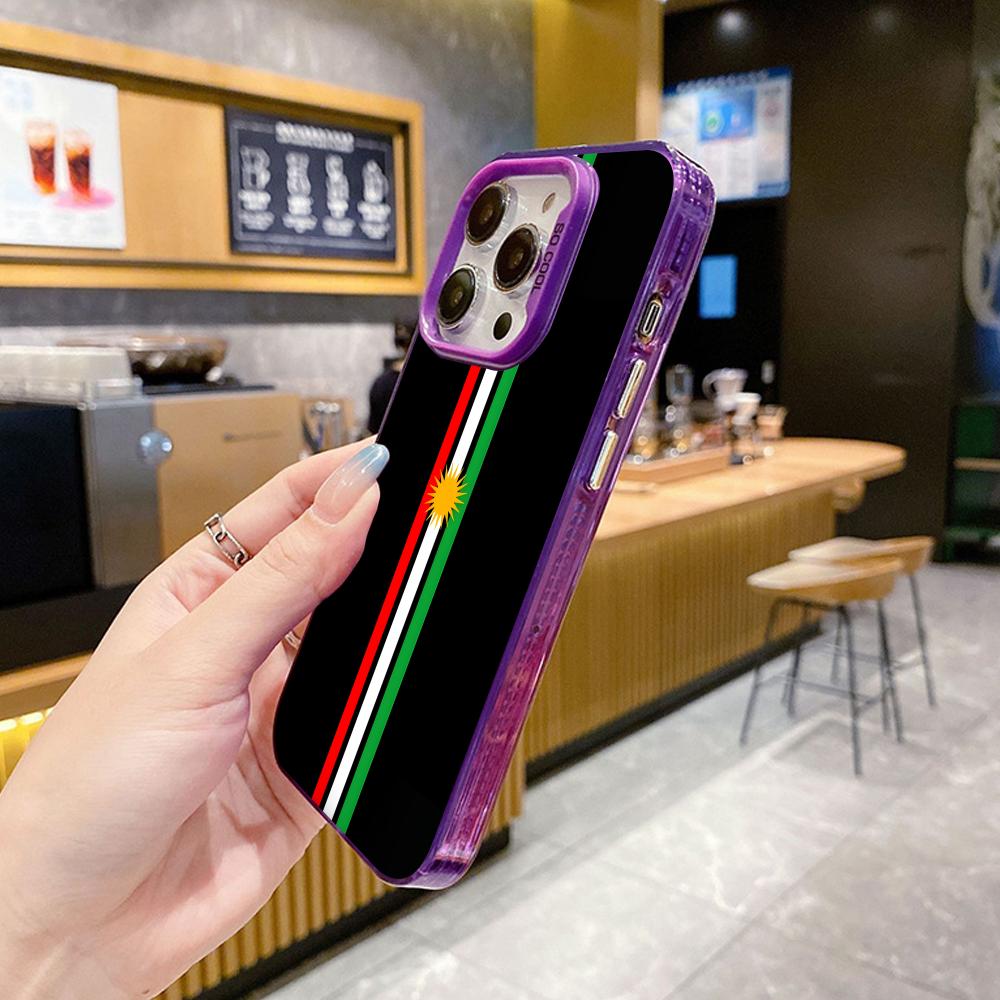 Kurdistan Flag Purple Translucent Mobile Phone Case for iPhone 17 16 15 14 13 12 11 X XR XS Air Pro Max Plus Colorful Cover