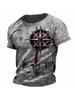 Men's Maritime Compass T-Shirt, Antique Map Design with "North" and "South Pacific" Text, Casual Crew Neck for Men