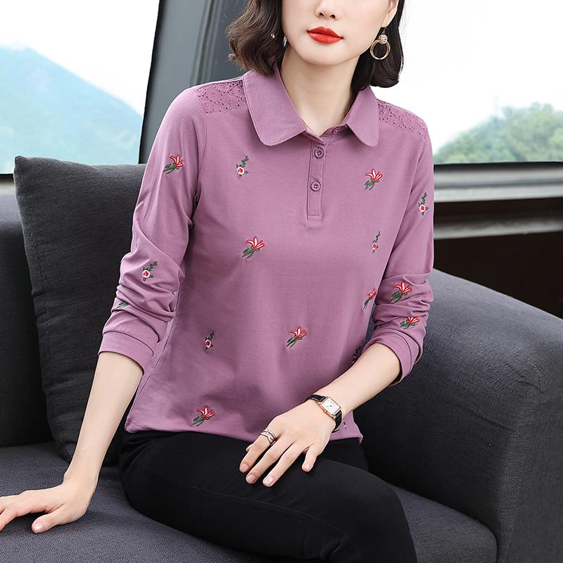 

Женская футболка 4XL весна-осень, новая нижняя рубашка с длинными рукавами, модный тренд для среднего возраста, повседневная рубашка с длинными рукавами 4XL