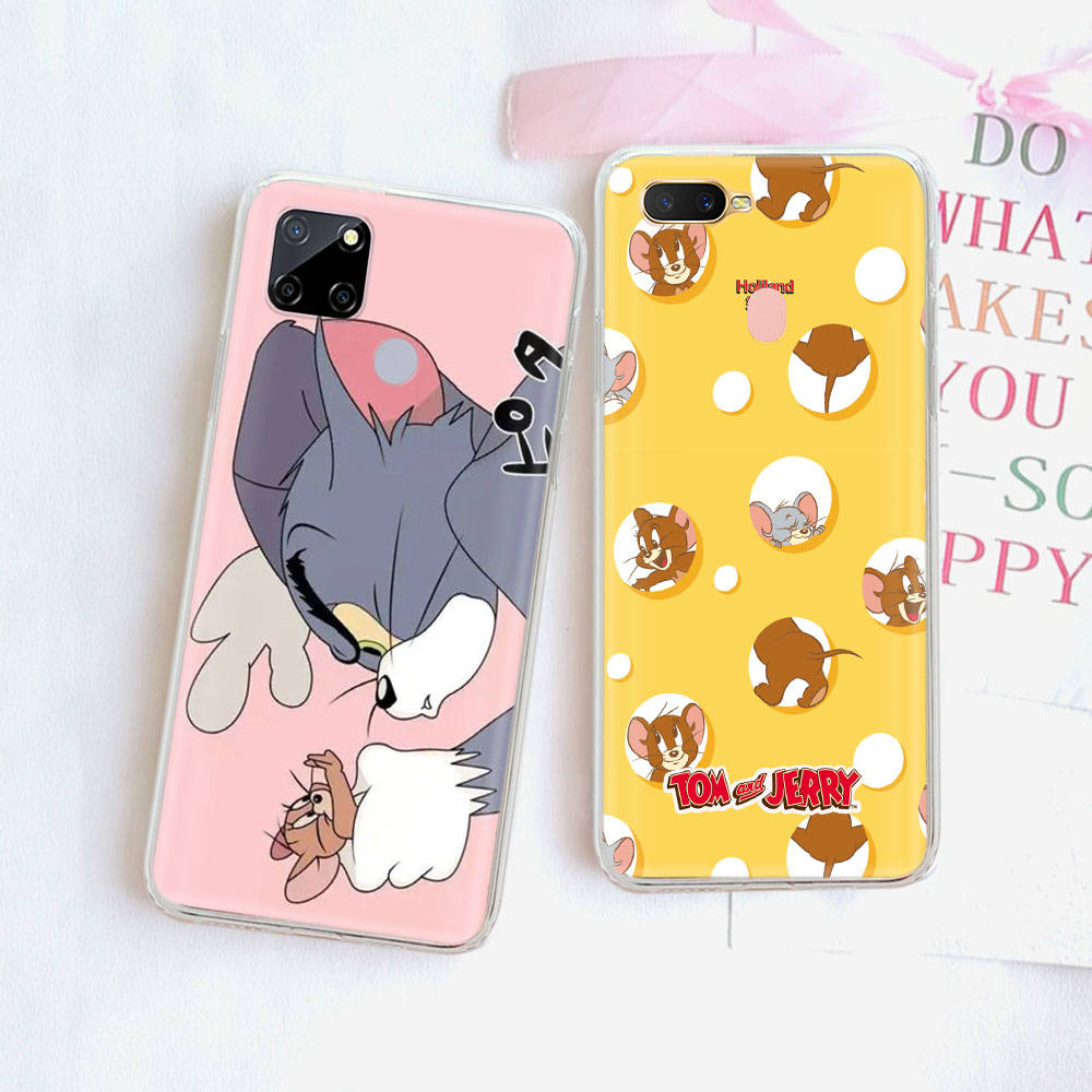 Transparent Case for Samsung A04 A14 A23 A34 A54 M23 M33 M52 M53 Realme Narzo 50 50I 50a Prime C35 C55 C30S 10 9 Pro T-94 Tom Jerry Cat Mouse
