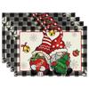 4PCS Christmas Placemats 30x45cm Linen Christmas Trees Snowflake Gnome Print Table Mats 2025 Xmas Table Pads For Home Hotel