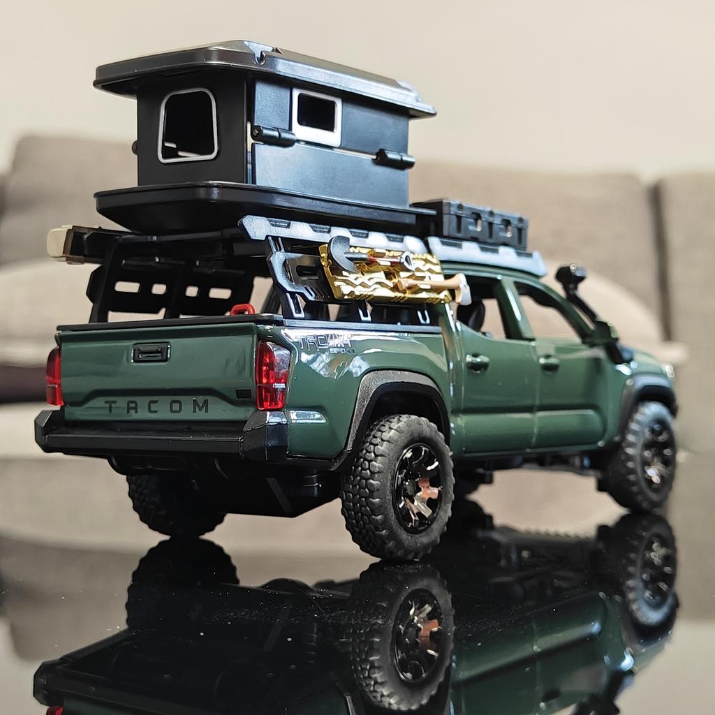 1:32 Scale Toyota Tacoma TRO Off Road Pickup Truck Alloy Diecast Travel Version Model Sound & Light Mini GT Ornament Collection